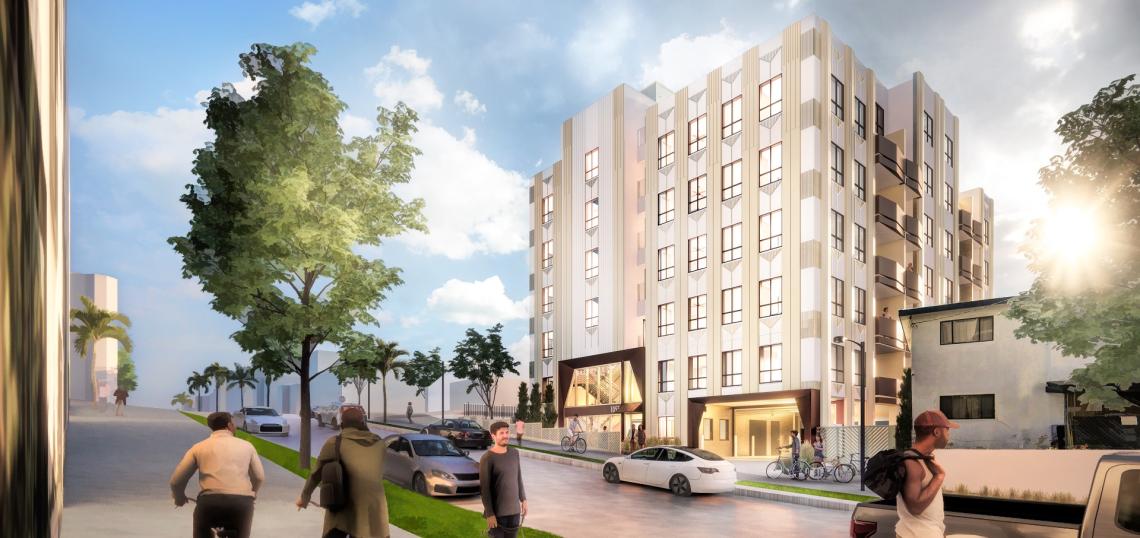 Construction ramps up for Art Deco supportive housing in PicoUnion